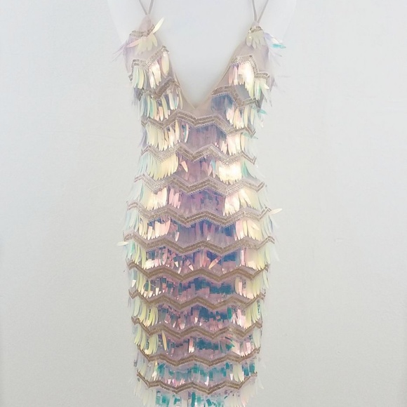 Chevron Sequined Party Dresss - Picture 2 of 7